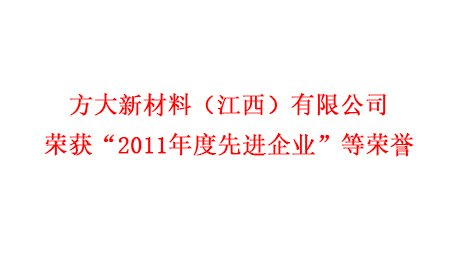 PG电子新材料（江西）有限公司荣获“2011年度先进企业”等荣誉